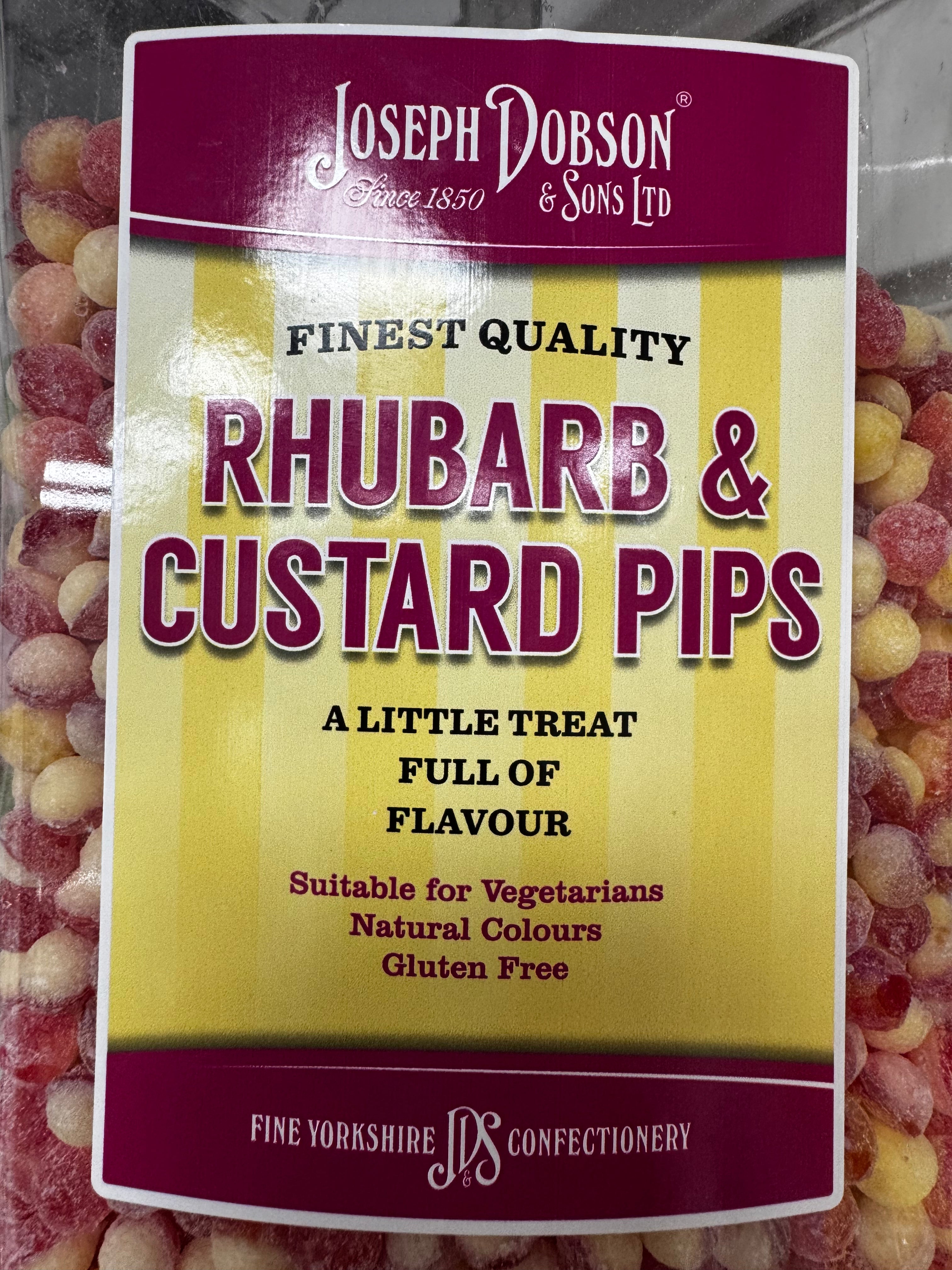 Rhubarb and custard pips